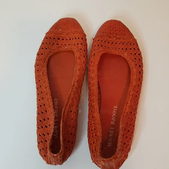 Audrey Brooke Vero Cuoiro Orange Flats - Picture 4 of 8